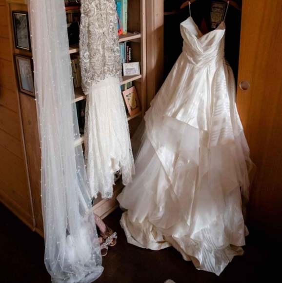 Hayley Paige Ivory Striped Organza Wedding Dress - Picture 3 of 12